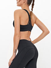 Solid Wrap Sleeveless Yoga Suits