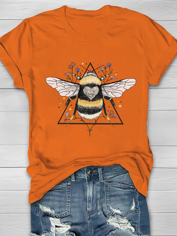 Bee Floral Printed Women's T-shirt