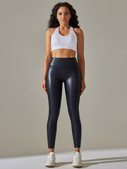 Skinny Leg High-Waisted Solid Color Ninth Pants