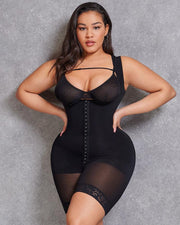 Plus Contrast Mesh Shapewear Bodysuit