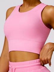 Skinny Wrap Solid Color Round-Neck Sports Vest