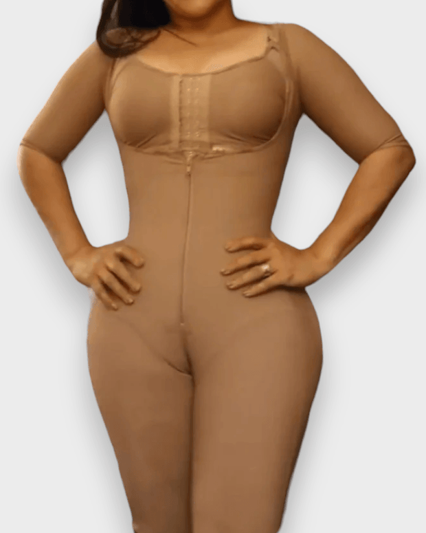 High Compression Internal Hooks Tummy Control Faja With Sleeves