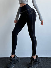 Skinny Wrap High-Waisted Yoga Bottoms Solid Color Leggings