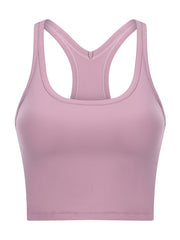 Skinny Wrap Sports Bra Hollow Yoga Tops Solid Color U-Neck Bra