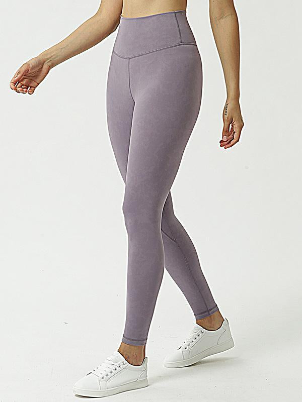 Solid Color High-Waisted Sports Leggings