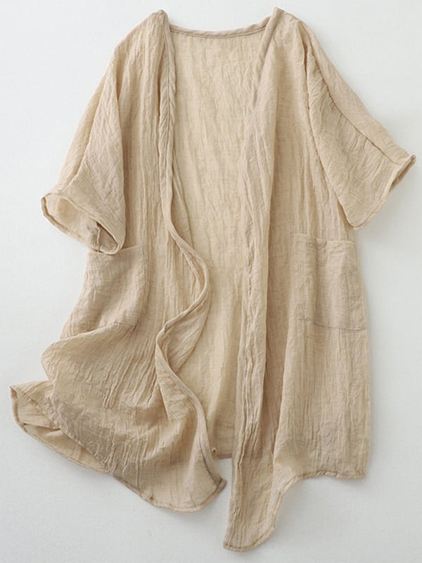 Solid Color Cotton And Linen Top