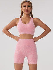 Skinny Solid Color U-Neck Yoga Suits