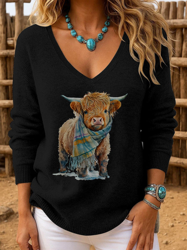 Women's Casual Retro Cute Yak Striped Long-Sleeved Top