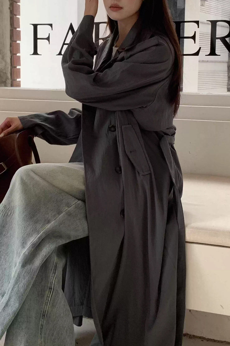 New Thin Type Trench Coat Long Coat Women's High-Grade Loose Profile British Coat