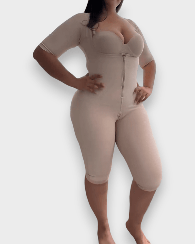 Internal Hooks Double Control Zipper Faja With Sleeves