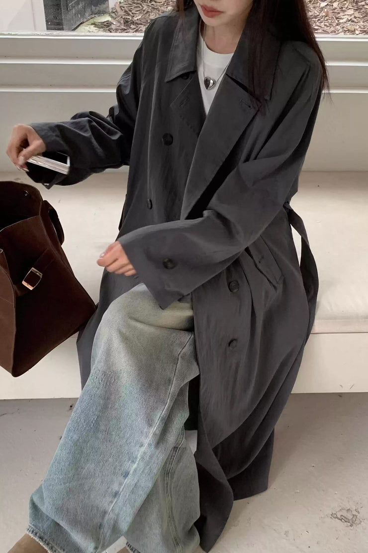 New Thin Type Trench Coat Long Coat Women's High-Grade Loose Profile British Coat