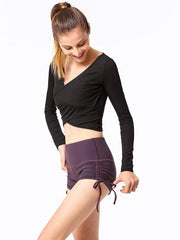 Wrap Solid Drawstring Sports Shorts