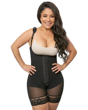 Postpartum Tummy Control Faja Adjustable Straps Shapewear Post Liposuction Bodysuit With Hook-Eye