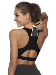 Solid Color Wrap Breathable Back Cutout Sports Bra