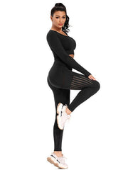 Solid Color Breathable Long Sleeves Yoga Suits