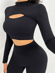 Skinny Hollow Solid Color Round-Neck Yoga Suits