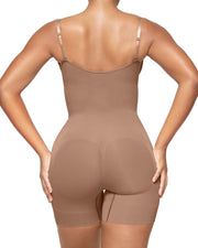 Women's Tummy Control Open Bust Thigh Slimmer Seamless Body Shaper Bodysuit