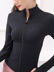 Solid Color Long Sleeve Zipper Yoga Outerwear