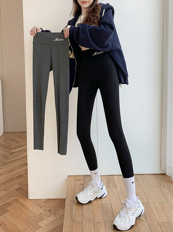 Casual High Waisted Skinny Leg Solid Color Leggings