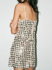 Temperament Camisole Sequined Plaid Dresses