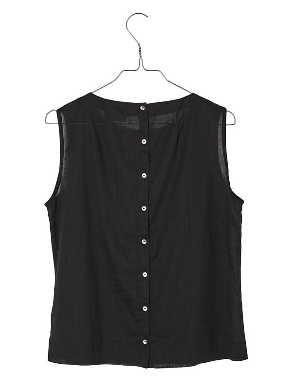 Pleated Women's Cotton Linen Coffee Vest