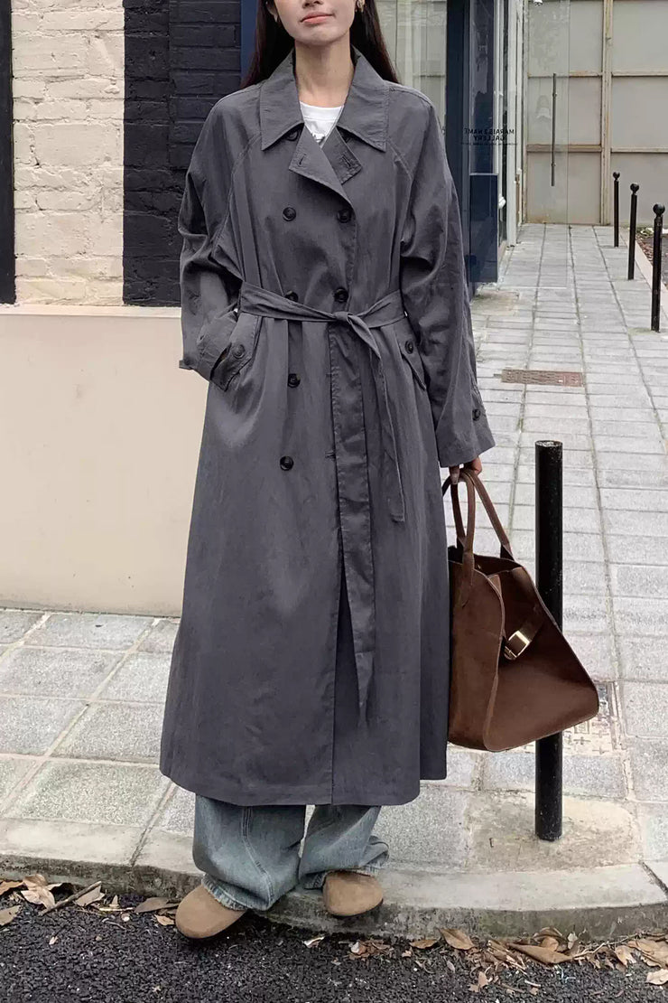 New Thin Type Trench Coat Long Coat Women's High-Grade Loose Profile British Coat