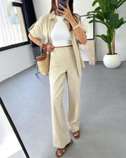 Workwear drawstring casual two-piece set