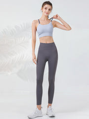 Back Cross Contrast Color Hollow Sports Bra&Leggings Suits