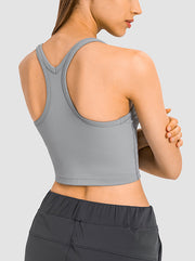 Skinny Wrap Sports Bra Hollow Yoga Tops Solid Color U-Neck Bra