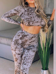 Camouflage Backless Exposed Navel Yoga Suits