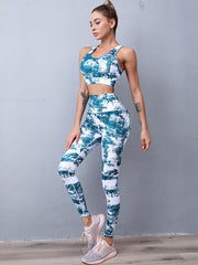 High-Waisted Floral Print Legging Fitness Suits