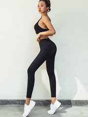 Sexy Wrap Sleeveless Solid  Yoga Suits