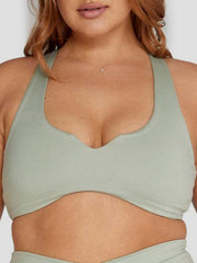 Skinny Wrap Hollow Solid Color Spaghetti-Neck Sports Bra