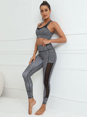 Heather Dot Patchwork Bra&Legging Wrap Sport Suits