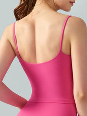 Skinny Wrap Backless Solid Color Spaghetti-Neck Yoga Tops