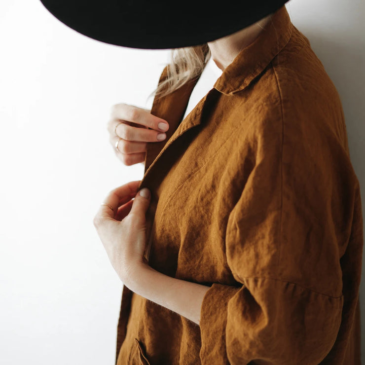 Linen kimono coat mustard