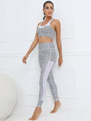 Heather Dot Patchwork Bra&Legging Wrap Sport Suits