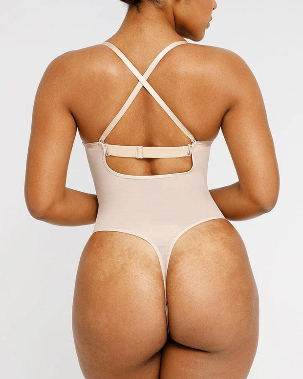 Deep Plunge Low-Back Thong Bodysuit