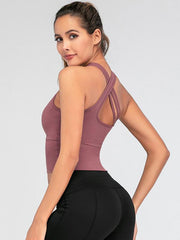 Wrap Solid Cross Back Sports Bra