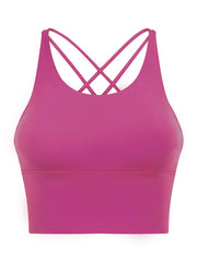 Skinny Wrap Yoga Tops Hollow Solid Color Spaghetti-Neck Bra