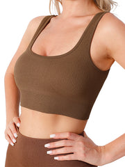 Wrap Solid Color Spaghetti-Neck Sports Bra