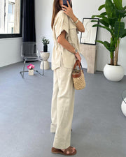 Workwear drawstring casual two-piece set