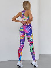 Skinny Printed Round-Neck Yoga Suits