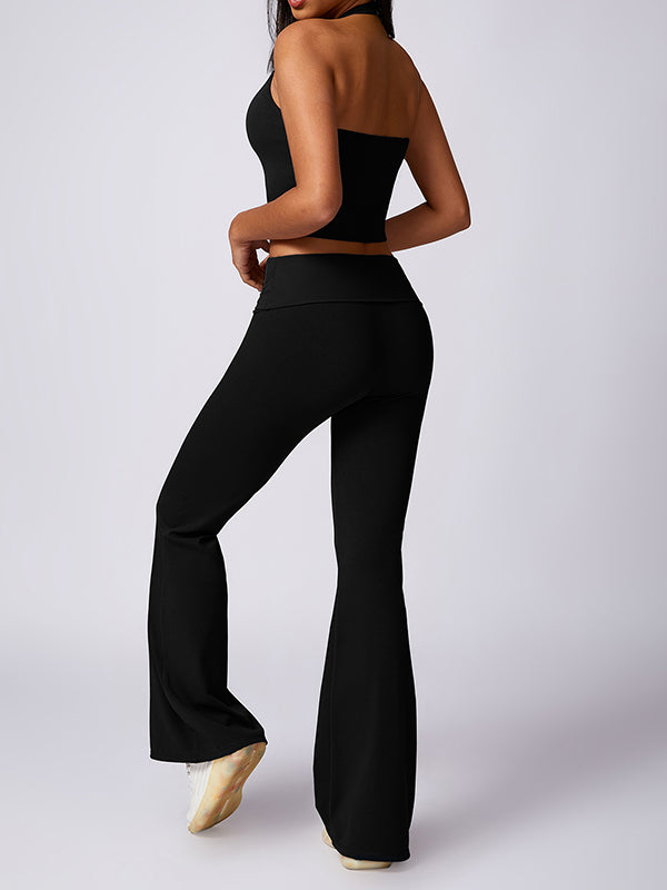 Flared Pants High-Waisted Solid Color Yoga Pants