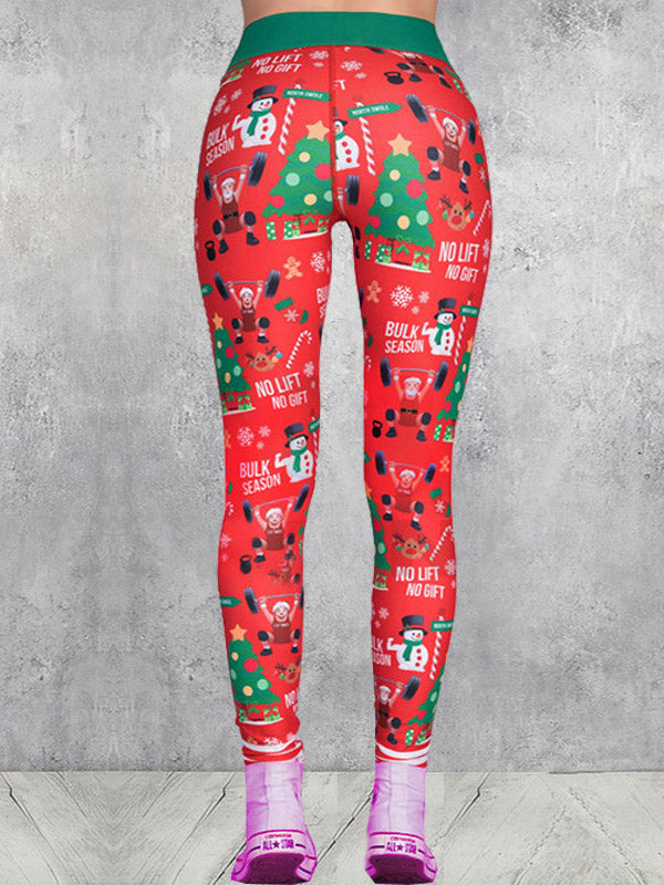 Christmas Print Breathable Wrap Sports Leggings