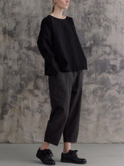 Casual Pleated Simple Women's Cotton Linen Pants