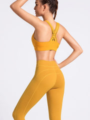 Solid Wrap Sleeveless Yoga Suits