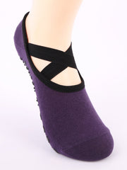 Ballet Cross Strap Yoga Edging Open Back Silicone Non-Slip Sports Dance Socks