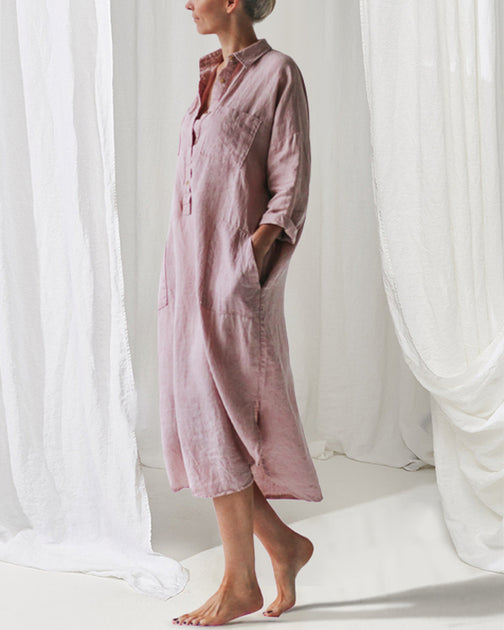 Shirt Dress In Dusty Pink – JDONGSOE