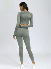 Long Sleeves Exposed Navel Yoga Suits